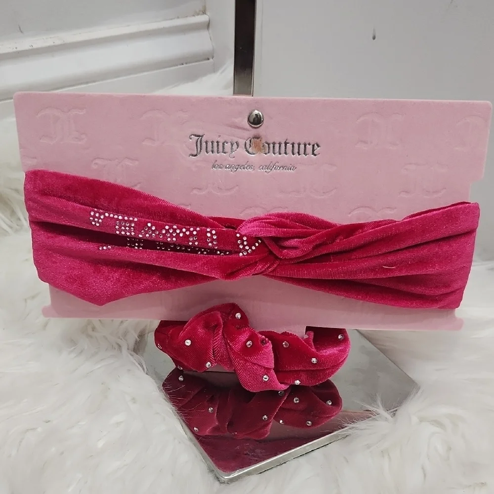 🩷▪️Juicy Couture ▪️2pc Pink Headband and Scrunchie   Velvet Set